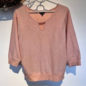 GUESS Women's Raglan Sleeves Blouse in Pink with Metallic Sparkles